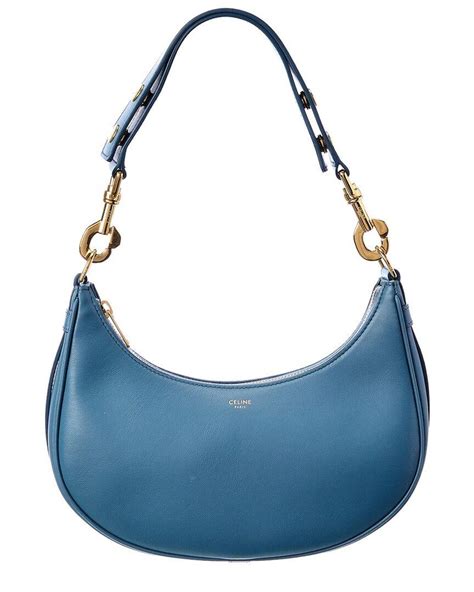 Hobo leather handbag Celine Blue in Leather 